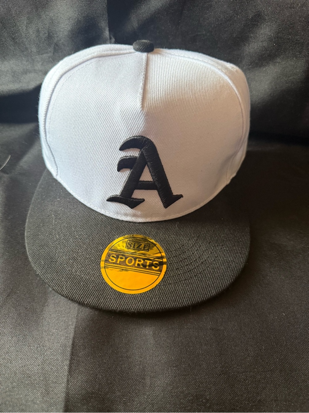 New Black and White Snapback Hat with Embroidered 'A'